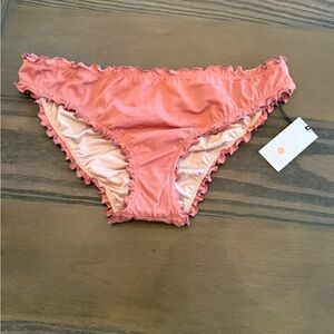 Shade & Shore Coral Ruffle Bikini Bottom
